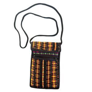 African Inspired Crossbody Bag Tribal Pattern - Flap and Zipper Pocket- Handmade